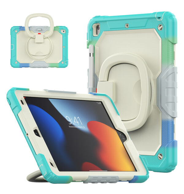 iPad Air 4/5/Pro 11 360° Survivor Case with Handle - Rainbow Blue - Image 2