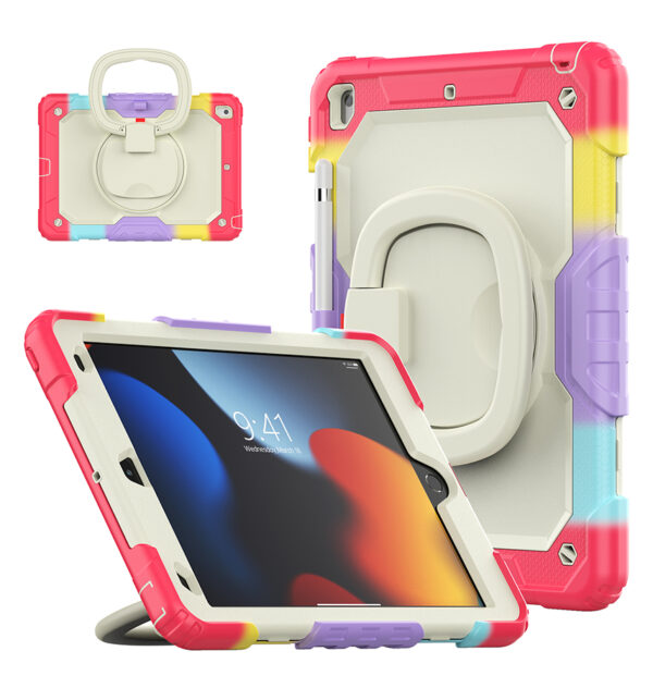 iPad Air 4/5/Pro 11 360° Survivor Case with Handle - Rainbow Red - Image 2