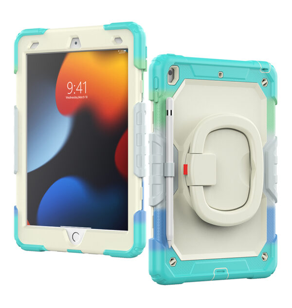 iPad Air 4/5/Pro 11 360° Survivor Case with Handle - Rainbow Blue