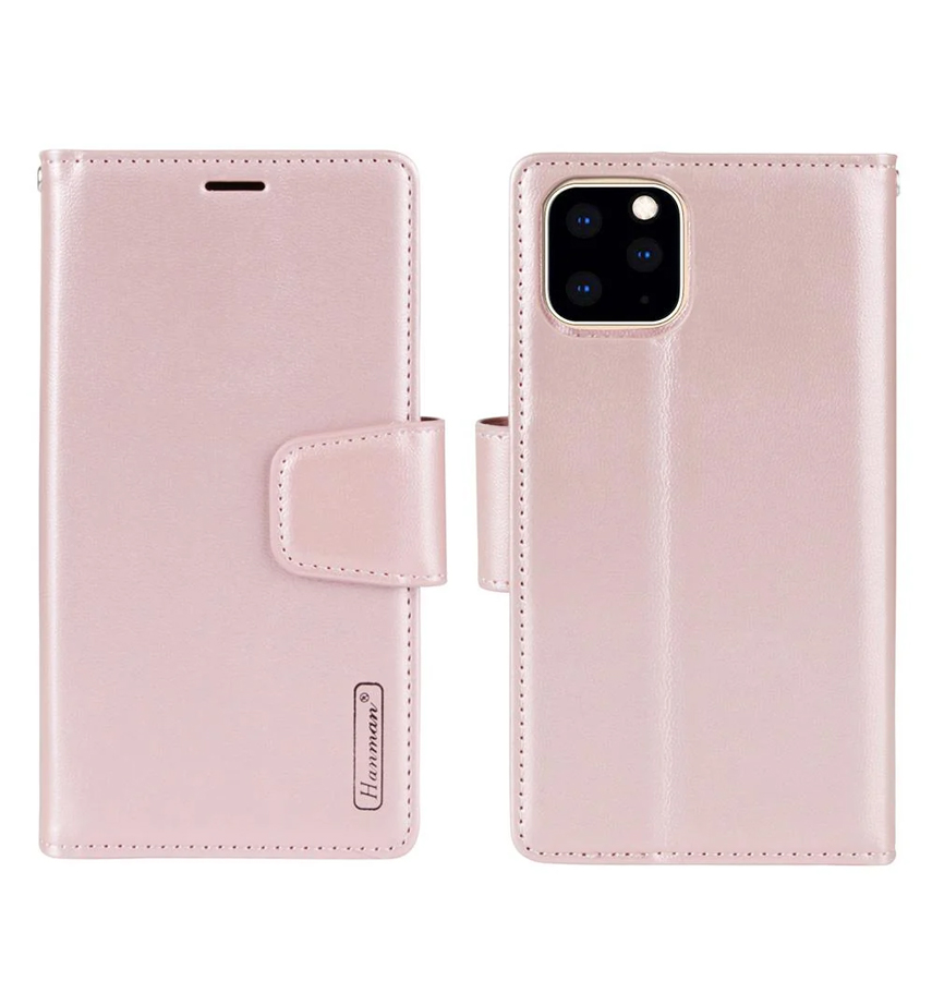 iPhone 16 Hanman Detachable Leather Magnetic Flip Wallet Case Cover - Rose Gold