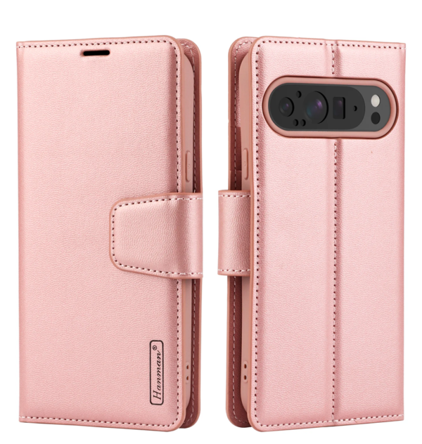 Google Pixel 9 Pro XL Hanman Diary W/Clasp Flip Wallet Case Cover - Rose Gold